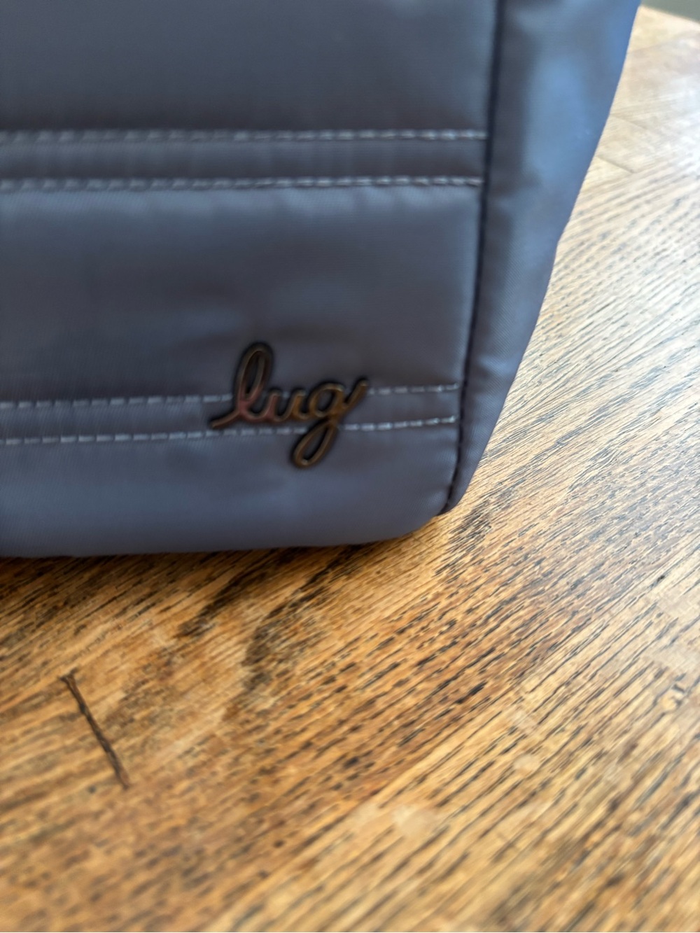 NWOT Lug Blue-Gray Quilted Lunch Tote with Top Zip, Insulated Interior & Pockets - Picture 2 of 9